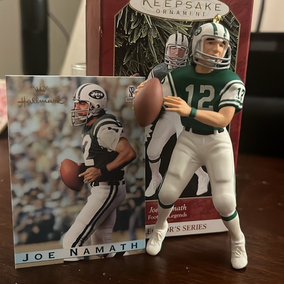 VINTAGE 1997 Hallmark JOE NAMATH Keepsake Ornament & Card Football Legend EUC - Picture 1 of 7